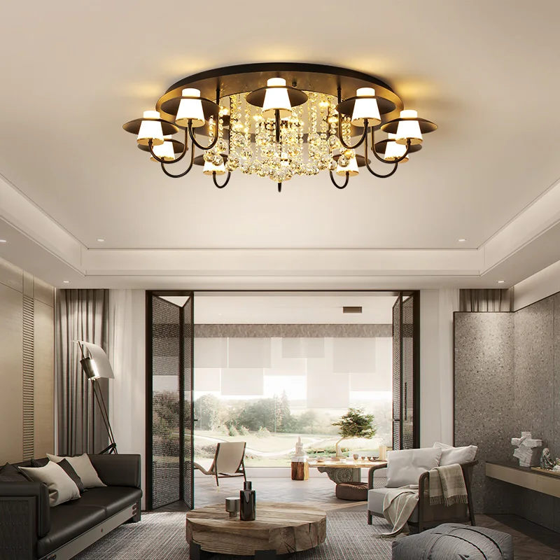 

New Arrival crystal Living room lamp Simple modern led ceiling Lights home atmosphere bedroom study lamp round ceiling lamp