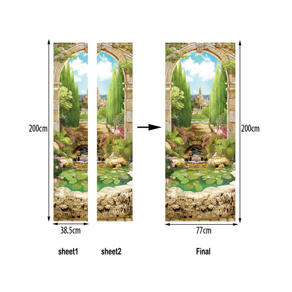 77*200 см 3D итальянские арки двери Стикеры ПВХ самоклеющиеся двери обои для гостиной спальни домашний Декор водонепроницаемый плакат