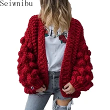 Seiwnibu новые осенние зимние женские Ретро стереоскопические свободные трикотажные повседневные длинные кардиганы пальто свитер верхняя одежда для женщин