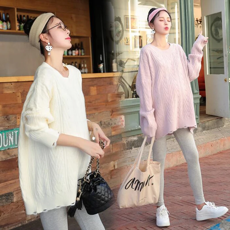 

Maternity Wear Autumn And Winter New Sweater Korean Version Of The Loose Large Size Solid Color Sweater A065