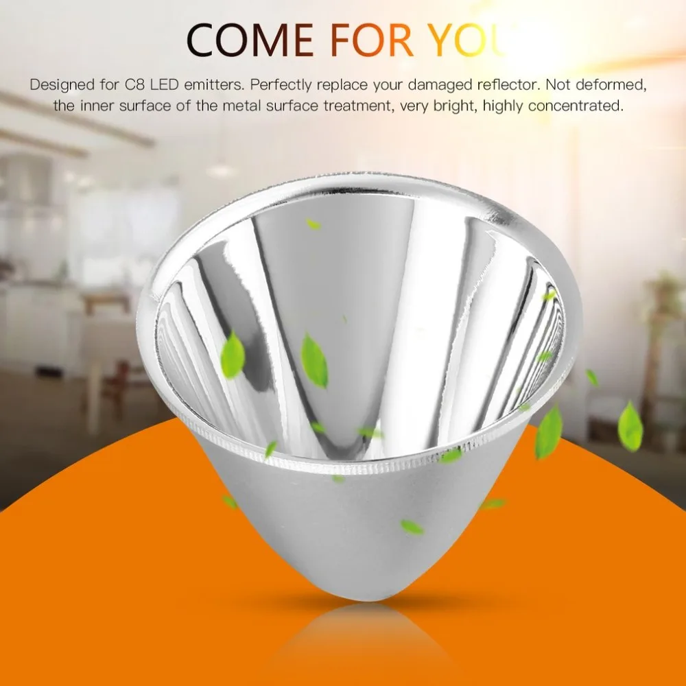 

Replacement Plastic Reflector Cup Lamp Shades Aluminum Silver for C8 XM-L LED Flashlight Torch DIY Lamp Light Easy To Install