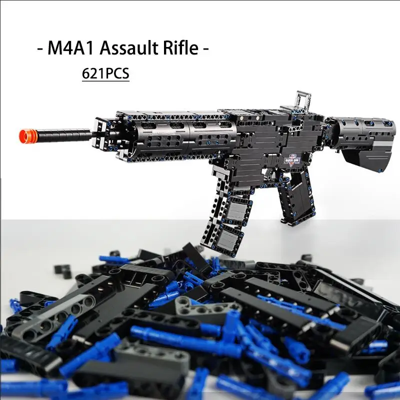 

DIY M4A1 Carbine Block Gun Cool Weapons 621PCS Building Model Blocks Assembled Bricks Blocks for Boys' Outdoor Playing