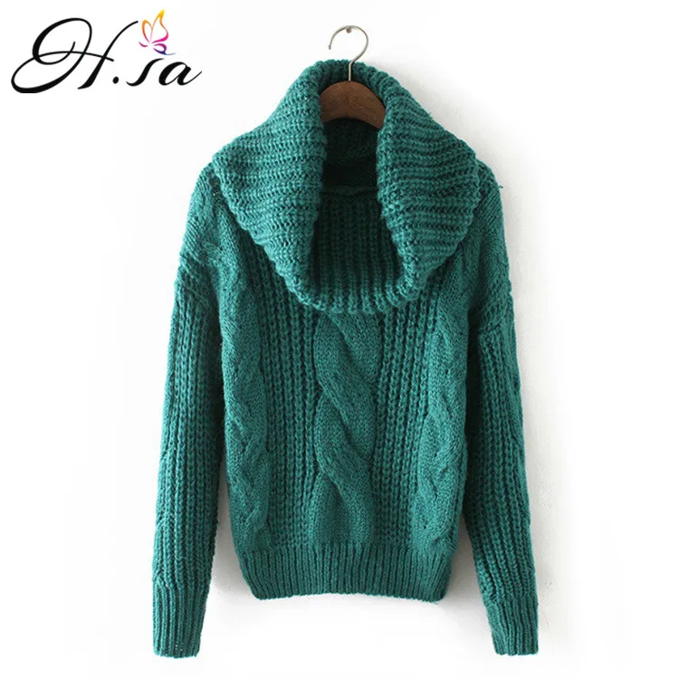 HSA 2018 Women Turtleneck Sweater and Jumpers Autumn Winter Warm Twisted Steetwear Loose Turtleneck Pull Femme Winter Jumpers Sweaters