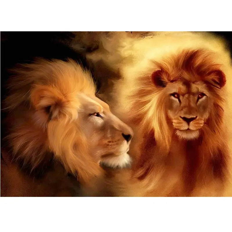 lion Needlework Diamond embroidery Full square diamond drill Animal icon Diamond painting cross stitch Mosaic decor picture