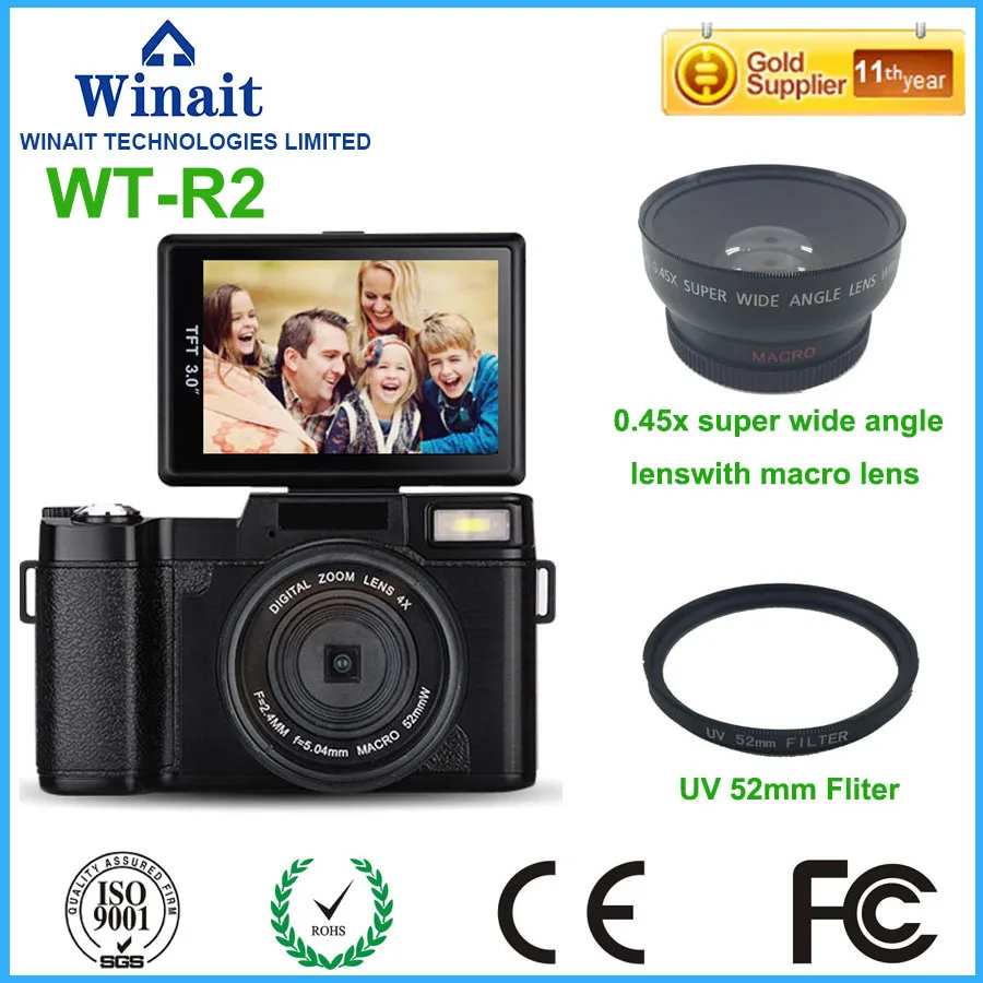 Winait WT-R2 DSLR камера 24MP съемка 8.0MP CMOS профессиональная цифровая камера 3," ЖК-дисплей FHD 1080P цифровой видеорегистратор