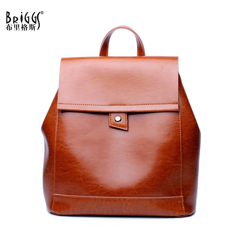 BRIGGS Preppy Style Genuine Leather Women Backpack Vintage School Backpack For Teenagers Girls Brand Designer Women Bags BRIGGS Preppy Style Genuine Leather Women Backpack Vintage School Backpack For Teenagers Girls Brand Designer Women Bags