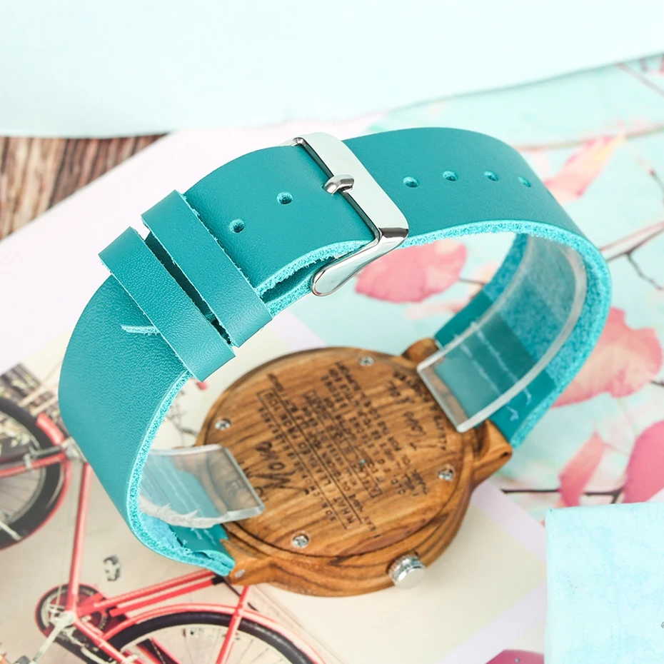 DIY Customized Logo Unique Blue Watch Family Gifts To My Mom Wood Watches Clock Women Fashion 4