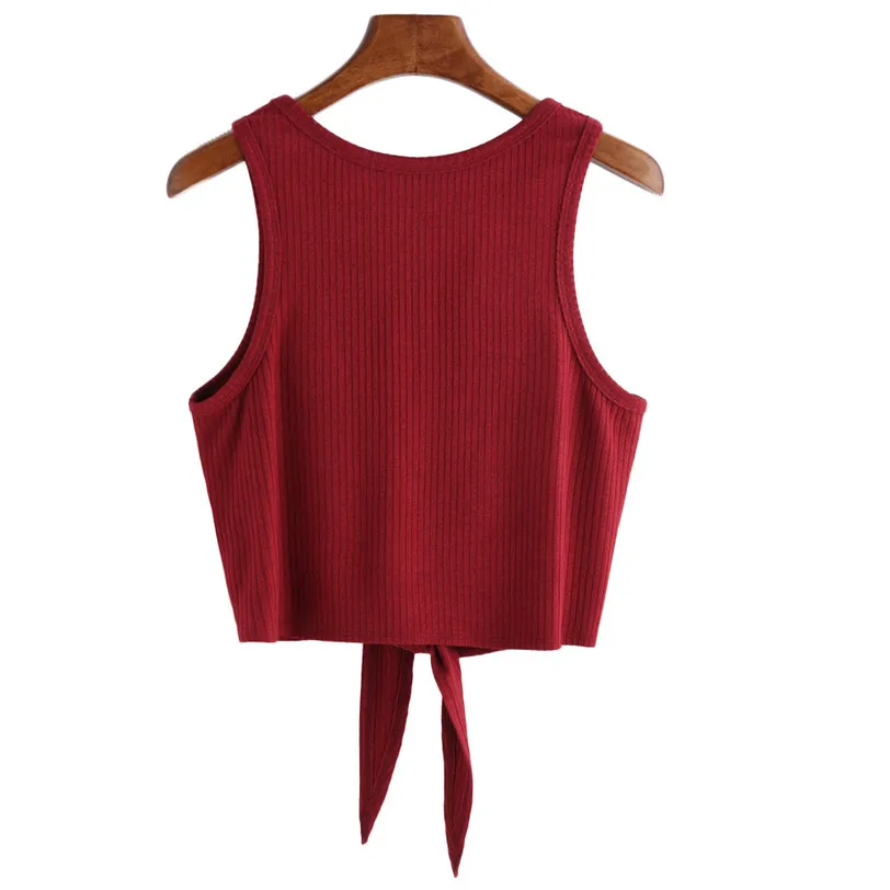 Sexy Bowknot Crop Top Female Camis Cotton Solid Casual Vest Women's Tops Base Shirt Cropped Women's Blouse Wholesale noFB11 (1)