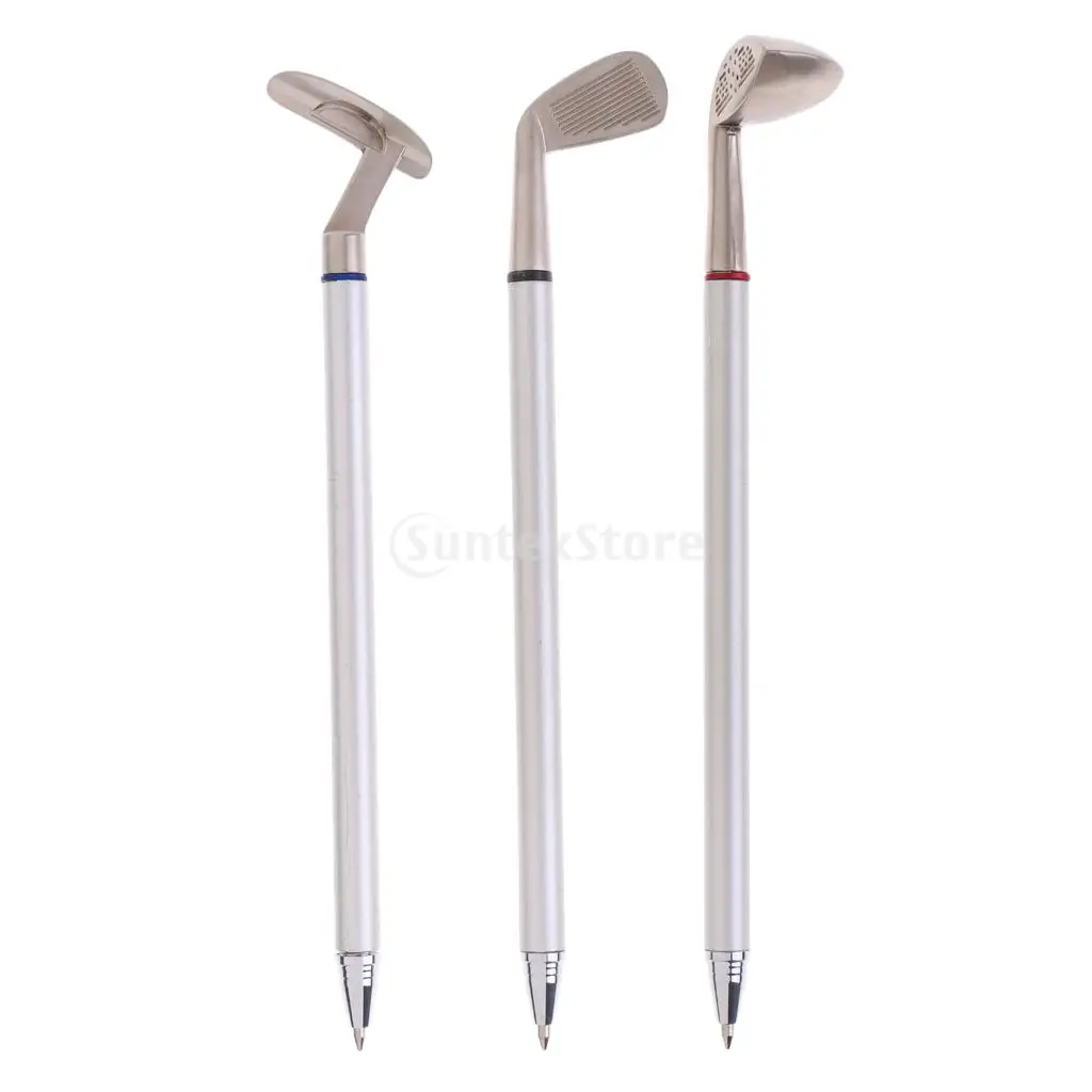3Pcs Tool Pens Golf Club Mini Ballpoint Putter Ball Pen Golfers Gel Ink