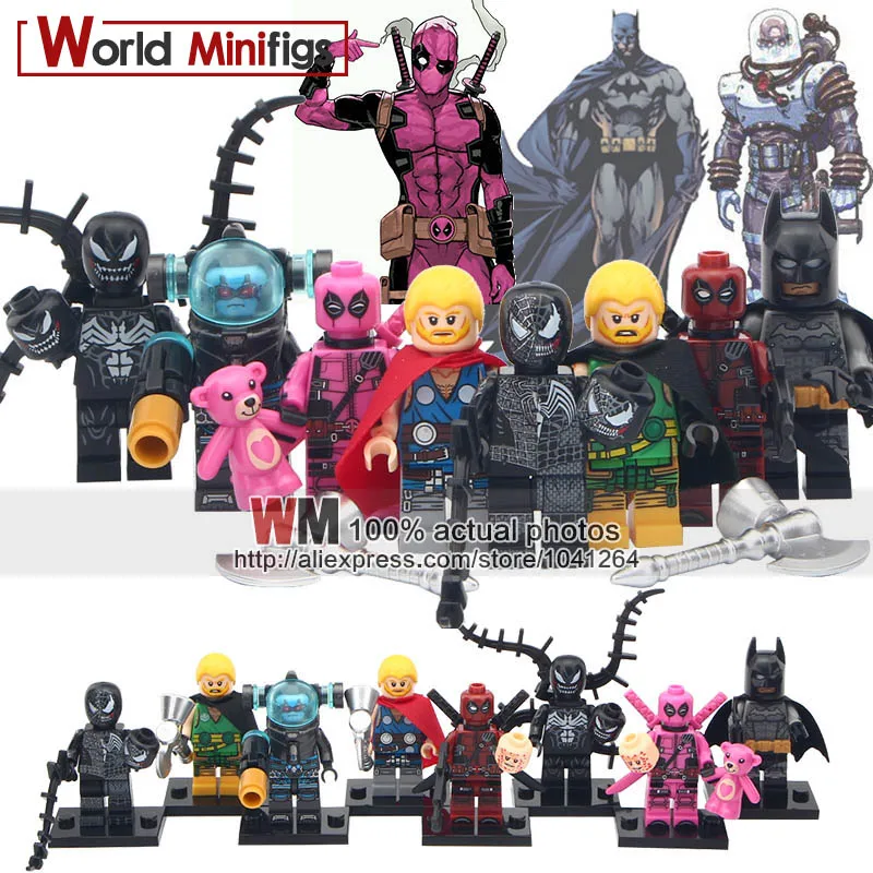 

Single Sale Super Heroes Mister Freeze Hydra Thor Deadpool Unworthy Thor Venom Building Blocks Action Children Gift Toys