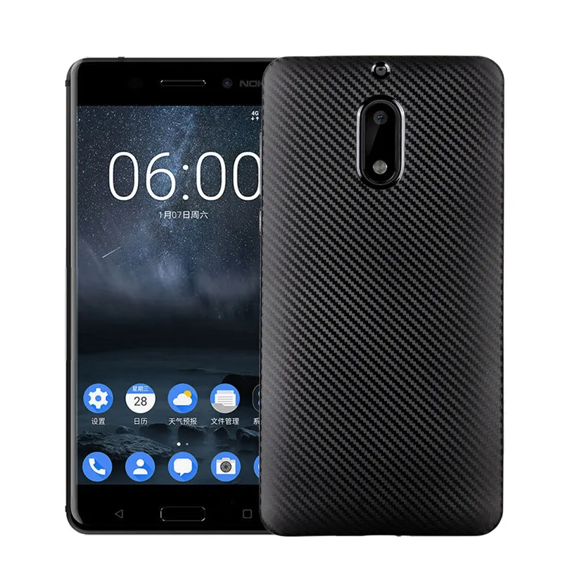 buy Fundas Phone Case For NOKIA 6 5.5 inch Carbon Fiber Soft TPU Slim Silicon Matte Cases Back Cover Coque For NOKIA 6 5.5 inch