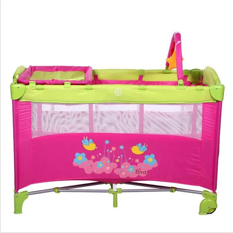 Lit A Motif D Oiseau Fleuri Pour Bebe Stations A Langer Stylo De Jeux Portable Pliable En Alliage Pour Enfant Lit Double Pliant Jouets Aliexpress
