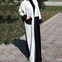 Мусульманское abaya Бисероплетение кардиган Макси платье открытая стежка длинные халаты кимоно Рамадан мусульманская одежда услуги поклонения оптом