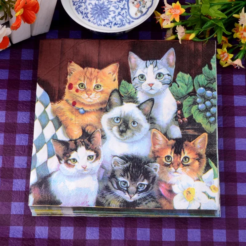 Happy Cat ПЭТ партии Бумага салфетка для девочек Праздничный и Para festas ткани украшение