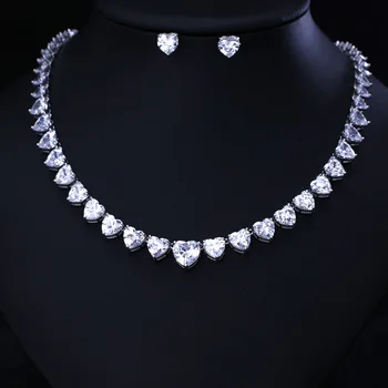 

LUXURY BEST QUALITY BRILLIANT CRYSTAL ZIRCON DROP EARRINGS AND NECKLACE DINNER JEWELRY SET WEDDING DRESS ACCESSARIES