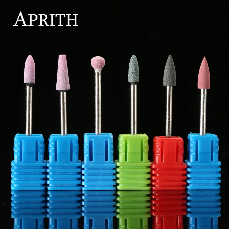 

APRITH 6pc Ceramic Stone Silicon Drill Bit Set Electric Nail Art Machine for Manicure Rotary Milling Cutter Nail File Tools
