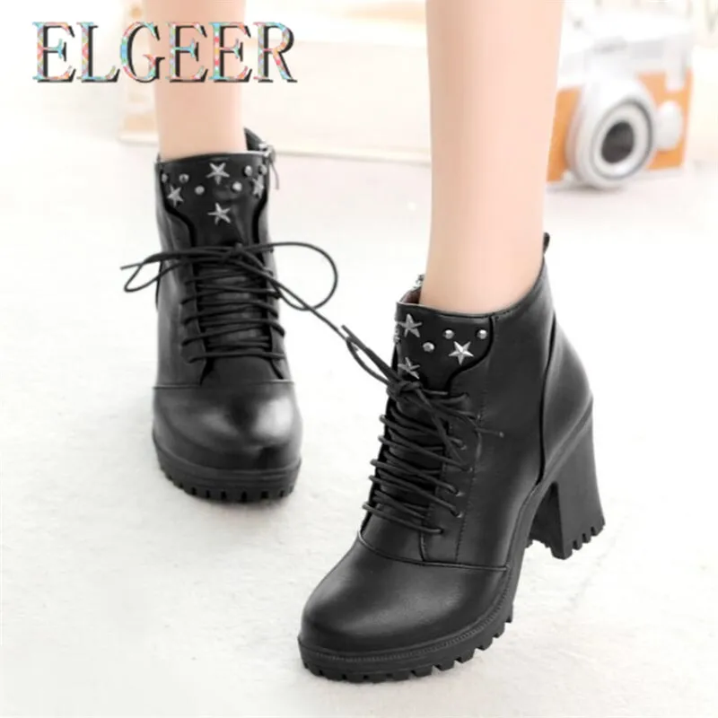 Women's Shoes 2018 New High-heeled Shoes Women's Thick & Round English Shoes Women's Vulcanize Shoes
