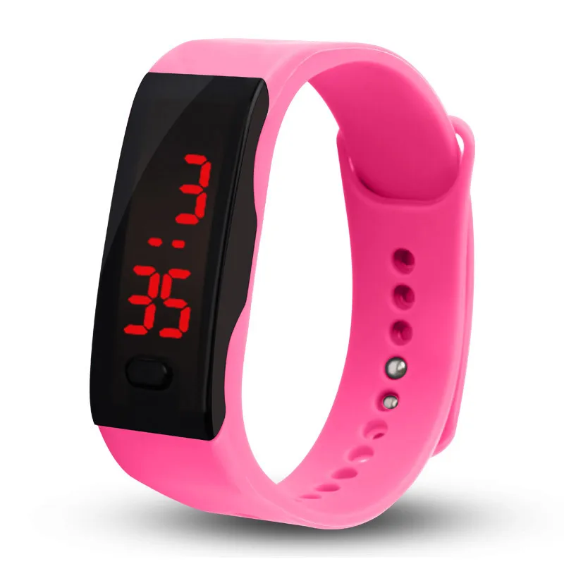 Часы-браслет Relogio, детские часы, светодиодный цифровой спортивный наручные часы для детей, для мальчиков и девочек, электронные часы с датой, montre enfant - Цвет: Розовый