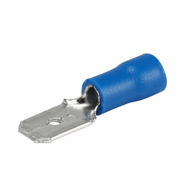 6.3mm blue male 100 шт. мужской красный синий желтый 2,8 мм 4,8 мм 6,3 мм изолированный Лопата провода разъем электрические обжимные клеммы - Цвет: 6.3mm blue male