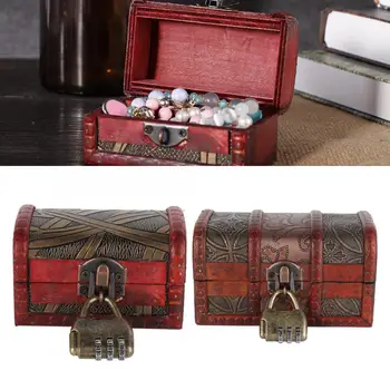 

Wooden Vintage European Style Jewelry Organizer Storage Box with Coded Lock Jewelry Organizer Holder Case For Jeweler Storage a