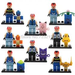 Один продажа мультфильм рисунок Ash Ketchum Симпатичные Пикачу Charmander Бульбазавр собраны наборы модели Кирпич Строительные блоки игрушки