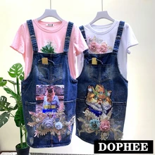 Летние новые женские трехмерные цветочные вышито бисером с блестками рваные джинсовые юбки для девочек