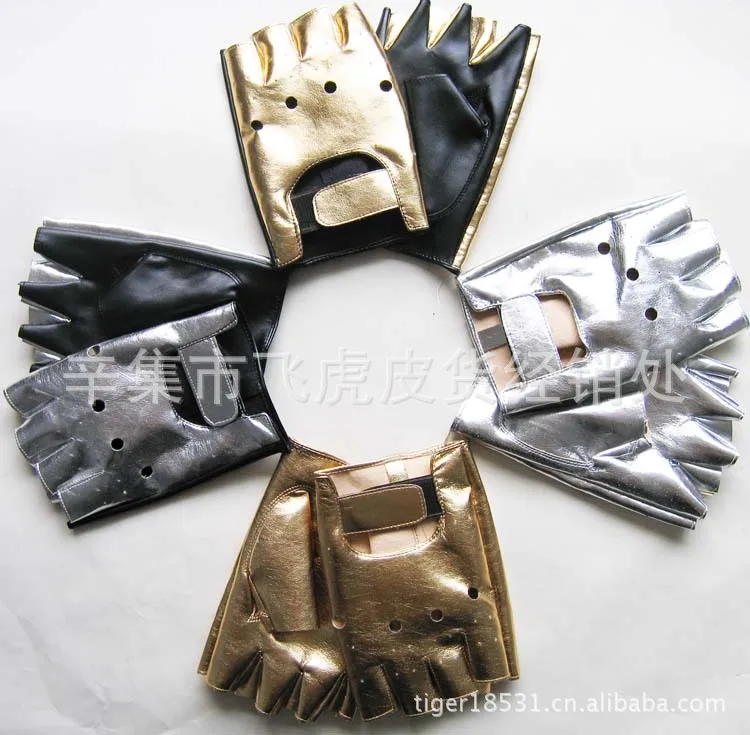 Половинчатый палец в стиле панк уличный танец яркие серебряные перчатки звезда представление Хэллоуин мужские перчатки