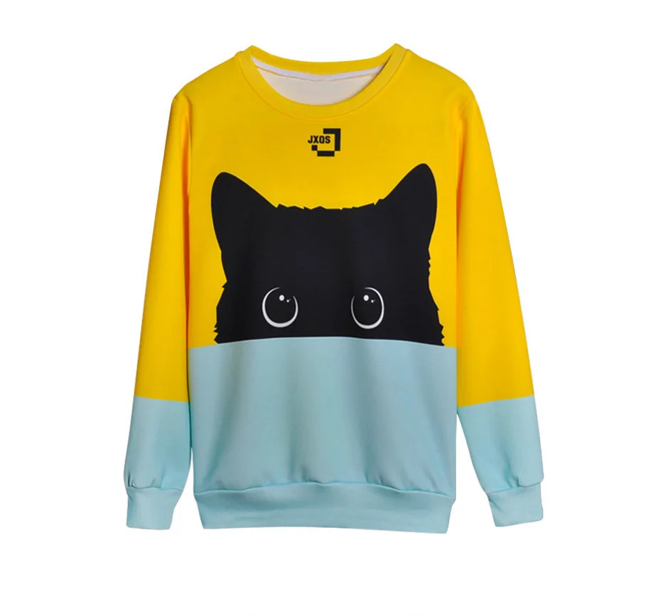 3D Black Cat Animal printed Women Sweatshirt Long Sleeve Pullover