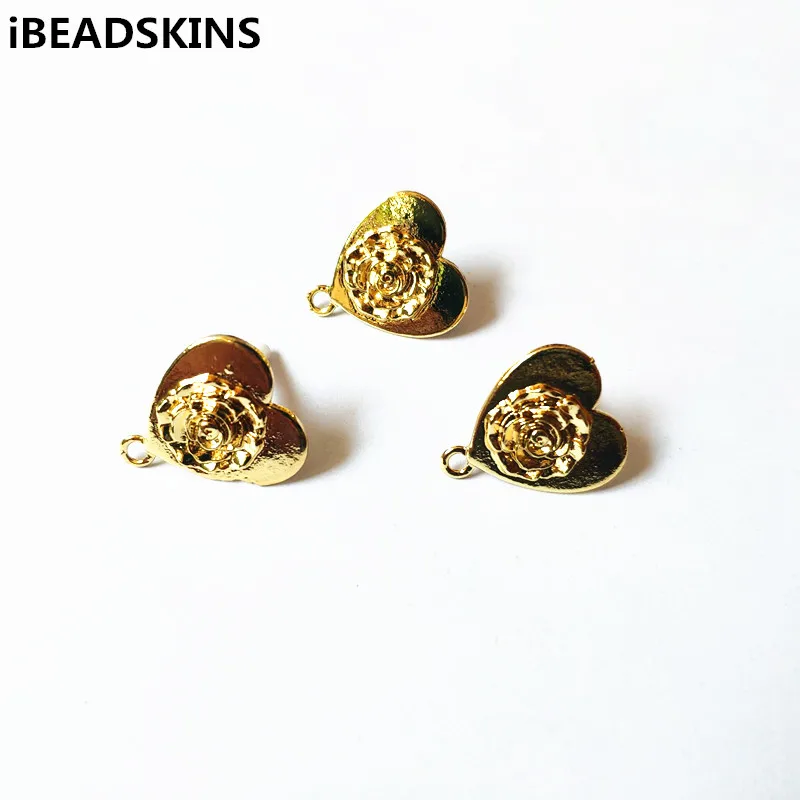 

New arrival! 21x19mm 100pcs hearts shape Stud earring for earrings accessories,Earring parts,hand Made Jewelry Earring DIY