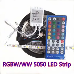 RGBW 5050 SMD Светодиодные ленты свет Водонепроницаемый DC12V/24 В RGB 5 м 300 светодиодов Гибкие + белый диод Клейкие ленты + RGBW 40key ИК-пульт