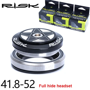 

RISK Built-in Full Hiden Bicycle Headset Double Bearing Waterproof 28.6/41.8-52/30or39.8mm for Straight or Cone Front Fork
