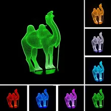 Мультфильм 3D стереовидение лампа в форме верблюда Luminaria 7 цветов градиент ночник творческие подарки Новинка стол Спящая лампочки для вечеринки