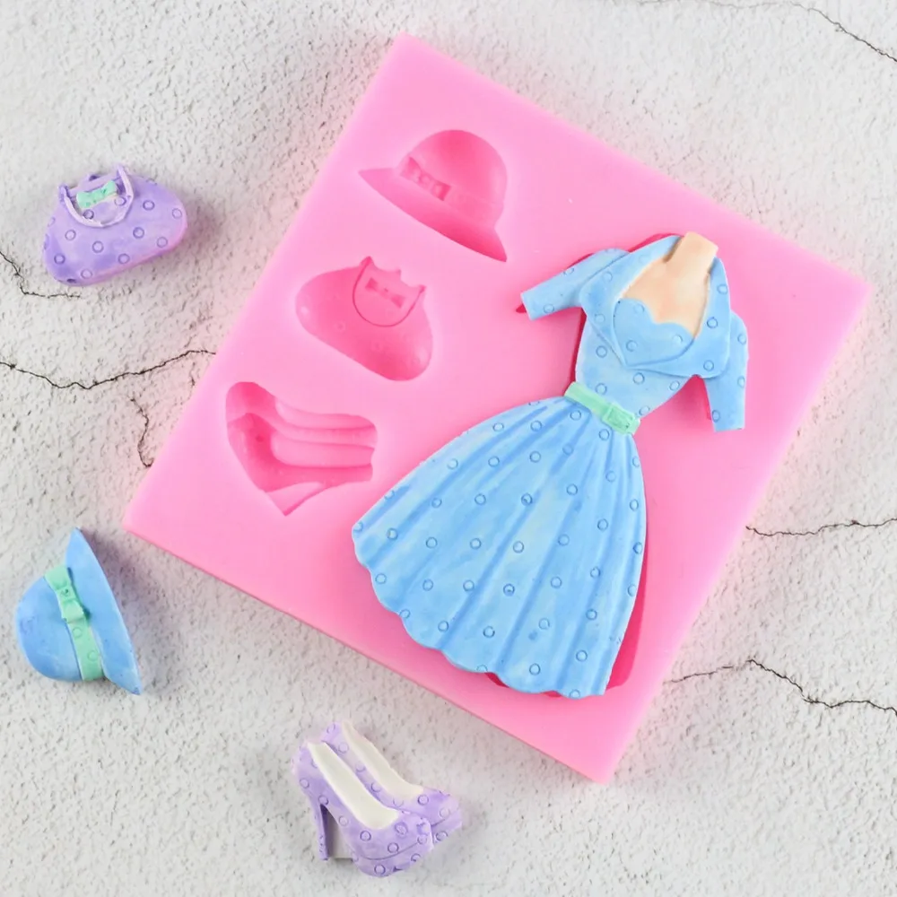 

3D Clothes Hat Skirt Silicone Mould DIY Fondant Kitchen Cake Decorating Mold Chocolate Baking Tools