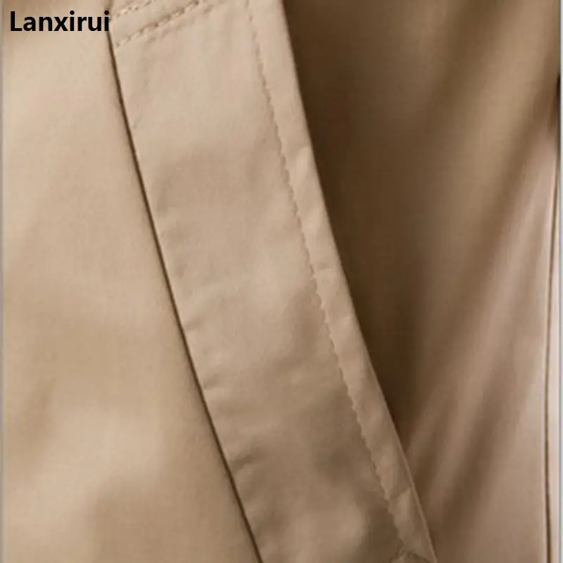 Trench coat men's spring autumn double breasted trench coat mens clothing medium and long jackets coats british style overcoat