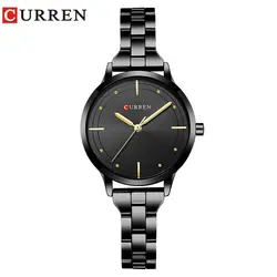 Curren Роскошные брендовые черные нержавеющая сталь браслет стиль для женщин кварцевые часы модное платье дамы часы подарки 9019 Reloj Mujer