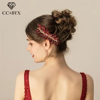 

CC Hair Combs Hairpins Red Branch Party Wedding Accessories For Women Girls Bridal High Quality 100% Handmade Fine Hairwear 2734