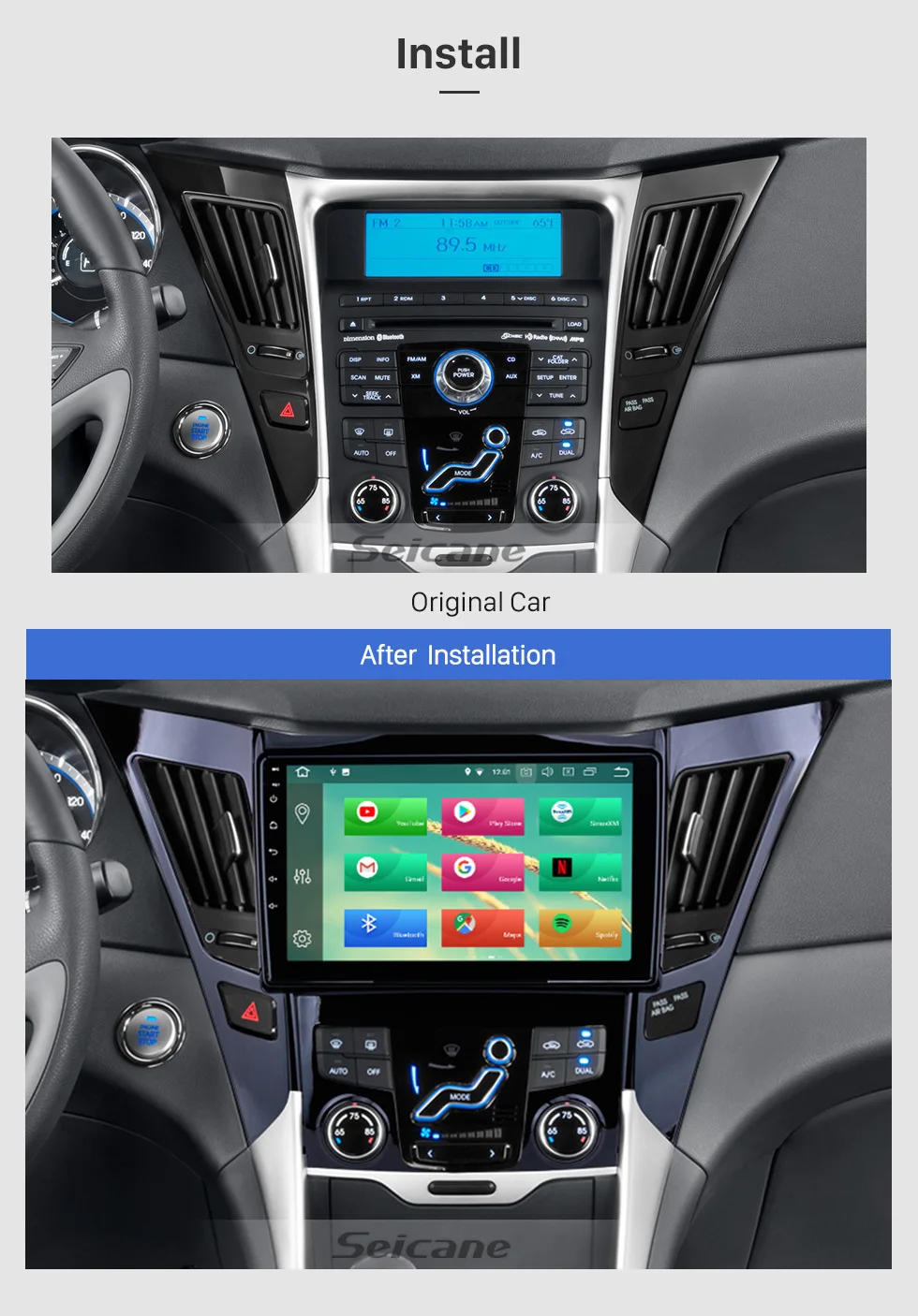 Flash Deal Seicane Navi 1Din 9" HD Android 9.0 GPS Car Radio For HYUNDAI Sonata i40 i45 2011 2012-2015 Multimedia Player Stereo Head Unit 5