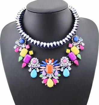 

Fashion Jewelry Shourouk Flower Choker Necklace Women Indian Statement Big Bib Collar Necklaces Bohemia Ethnic Pendant Necklace