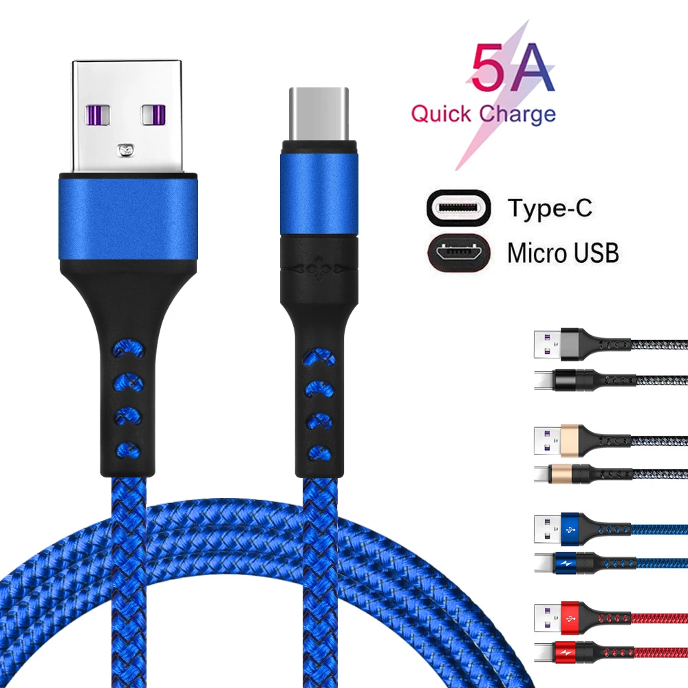 

New Fast Charging Cord USB Type C Cable 5A For Huawei P20 Mate10 20 Plus 9 Pro For Samsung Xiaomi Redmi Note 7 Mobile Phone