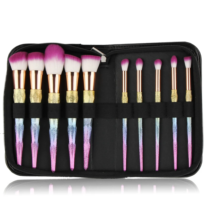 

BBL 10pcs+bag Spiral Professional Makeup Brush Set Face Powder Foundation Brush Kit Eyeshadow Applicator Gradient Color