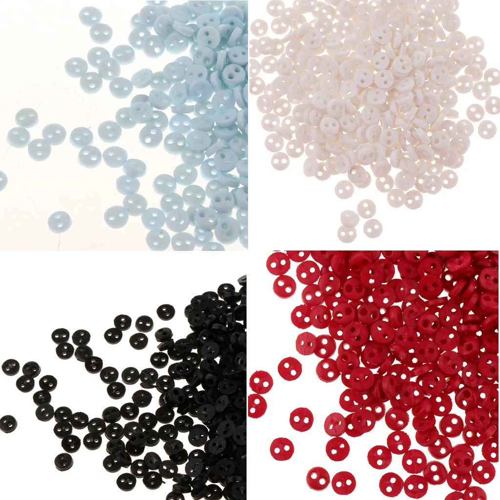 300 Pieces Very Small Mini Tiny Micro Figures Doll DIY Clothing Sewing Buttons 4mm Red for Scrapbooking/ Embellishment