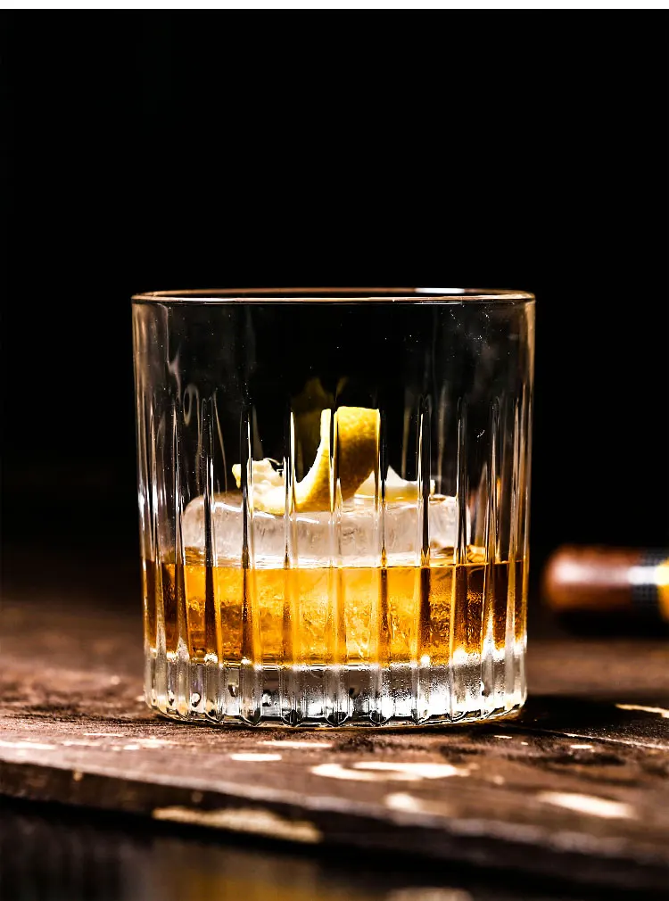 Japanese striped whiskey glass Bar special classical cocktail glass Vintage spirit wine Cups 360ml
