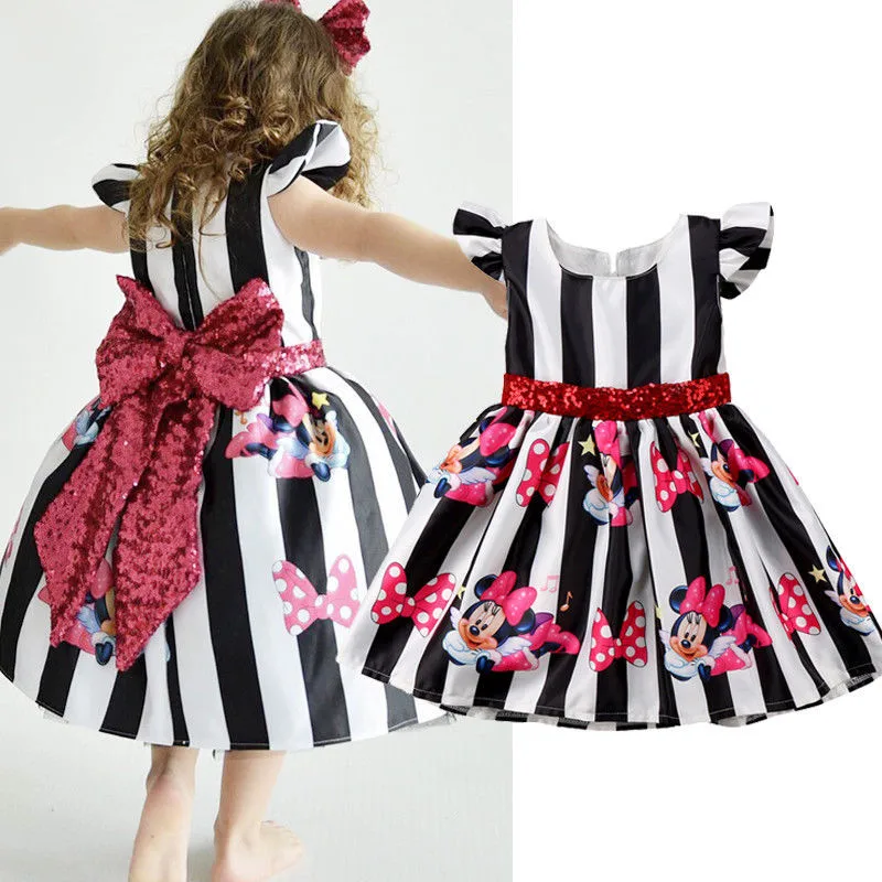 

6M-4T Toddler Kid Baby Girl Party Dress Bowknot Stripe Sleeveless Sundress Princess Cute Girls Clothing