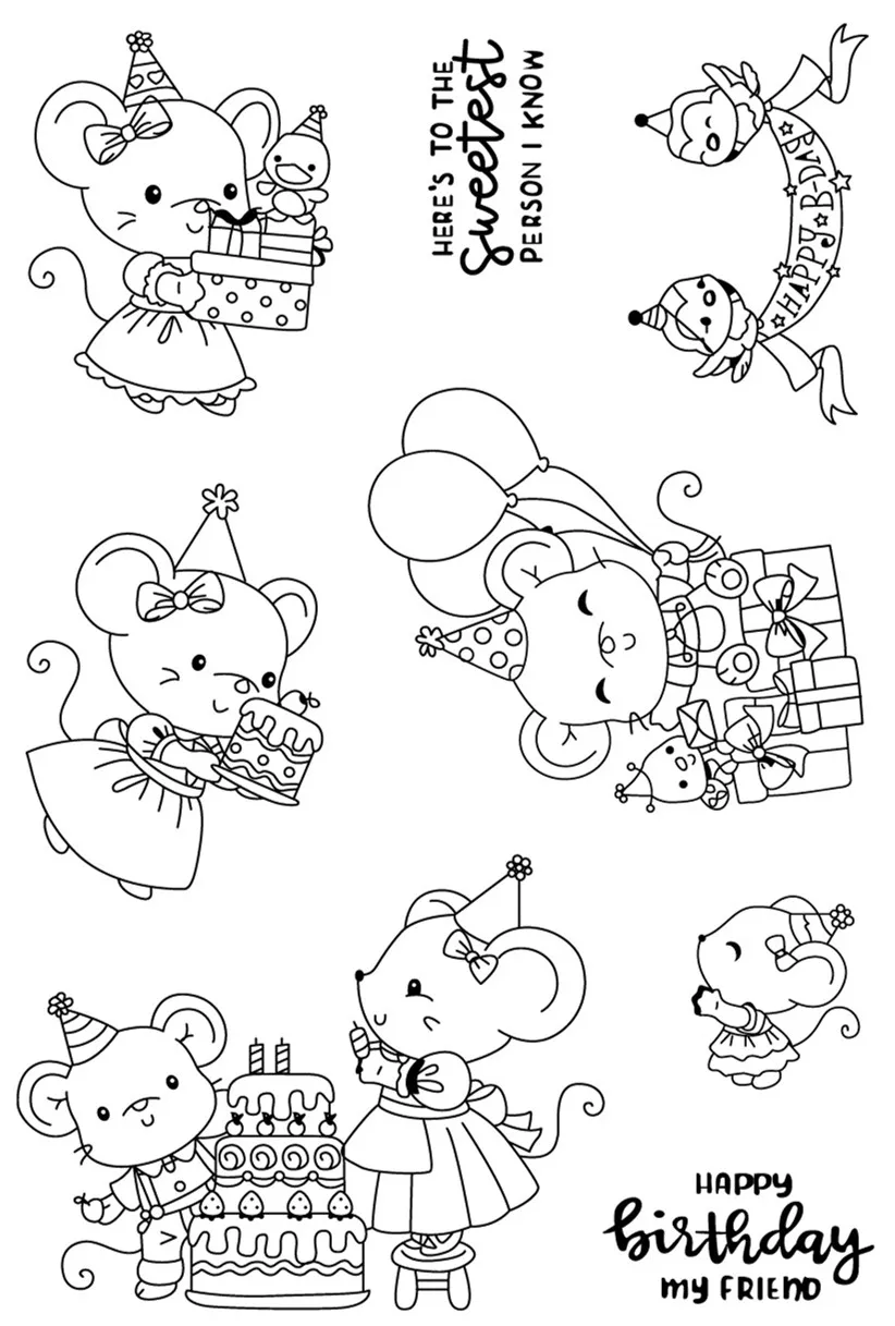 

Birthday mouse Transparent Clear Silicone Stamp/Seal for DIY scrapbooking/photo album Decorative clear stamp F30
