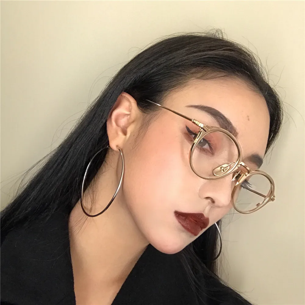 

Big Gold Circle Round Hoop Earrings For Women Simple Design Shiny Smooth Clear Charm Large Hollow Earring Fashion Jewelry A305