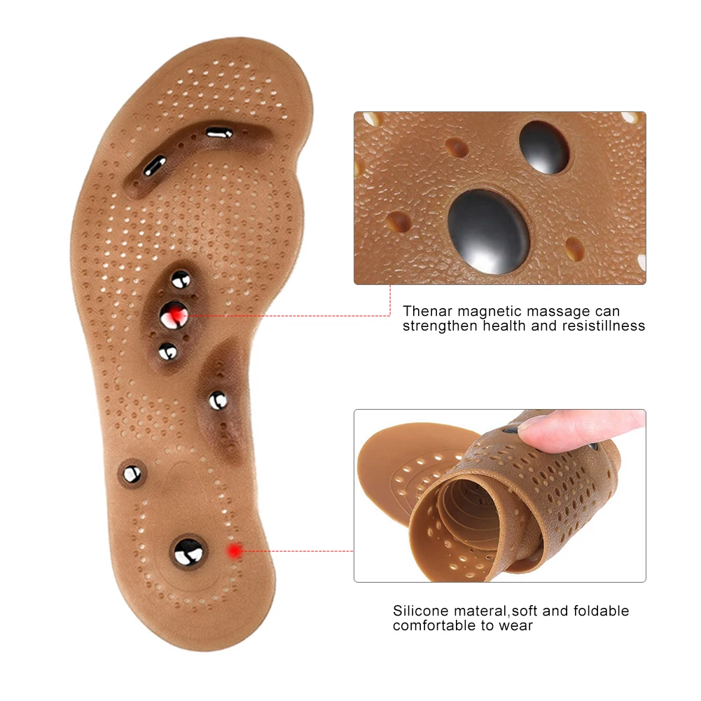 27cm Magnetic Insole Footbed Magnetotherapy Massage Therapy Pain Acupuncture Points Slimming Insoles Foot Care Tool For Man
