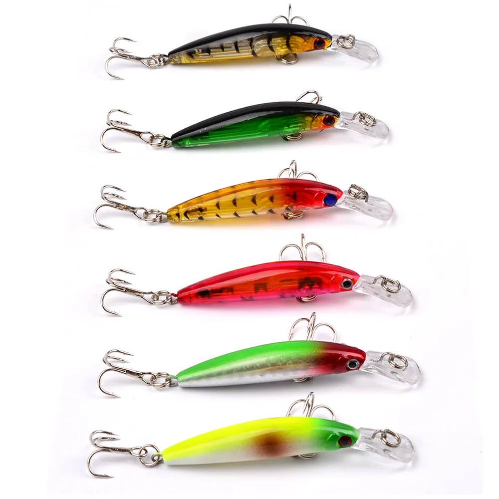 

6pcs/Set Artificial Fishing Lures Plastic Hard Bait 70mm 3.3g Rattle Sound Reflective Wobbler Saltwater Jerkbait Life Like Baits