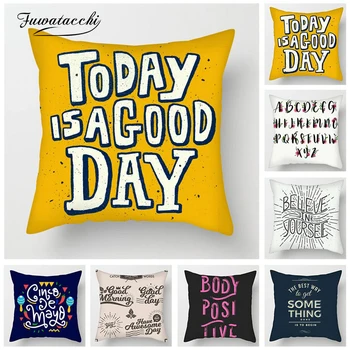

Fuwatacchi Letter Cushion Covers Greeting Words Throw Pillow Cover Never Give Up Words Pillowcases For Home Sofa Decor 45*45cm