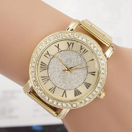 

kobiet zegarka Fashion Gold Rhinestone Geneva Quartz Watch Women Full Steel Watches Luxury Brand Relogio Feminino Wristwatches