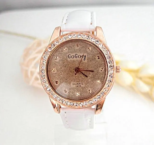 

High Quality Gogoey brand leather watch women ladies fashion crystal dress quartz wrist Watch Relogio Feminino go010